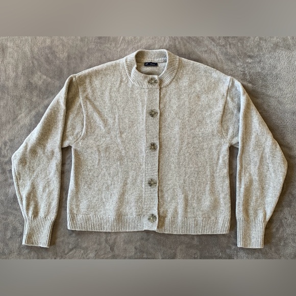 GAP Sweaters - GAP Light grey Button-Front Ribbed Cardigan